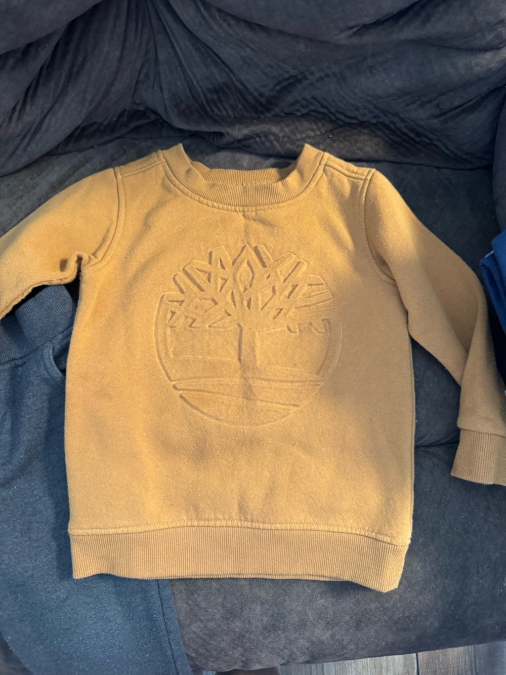 Timberland Mustard Yellow Pullover Sweatshirt with Embossed Logo
